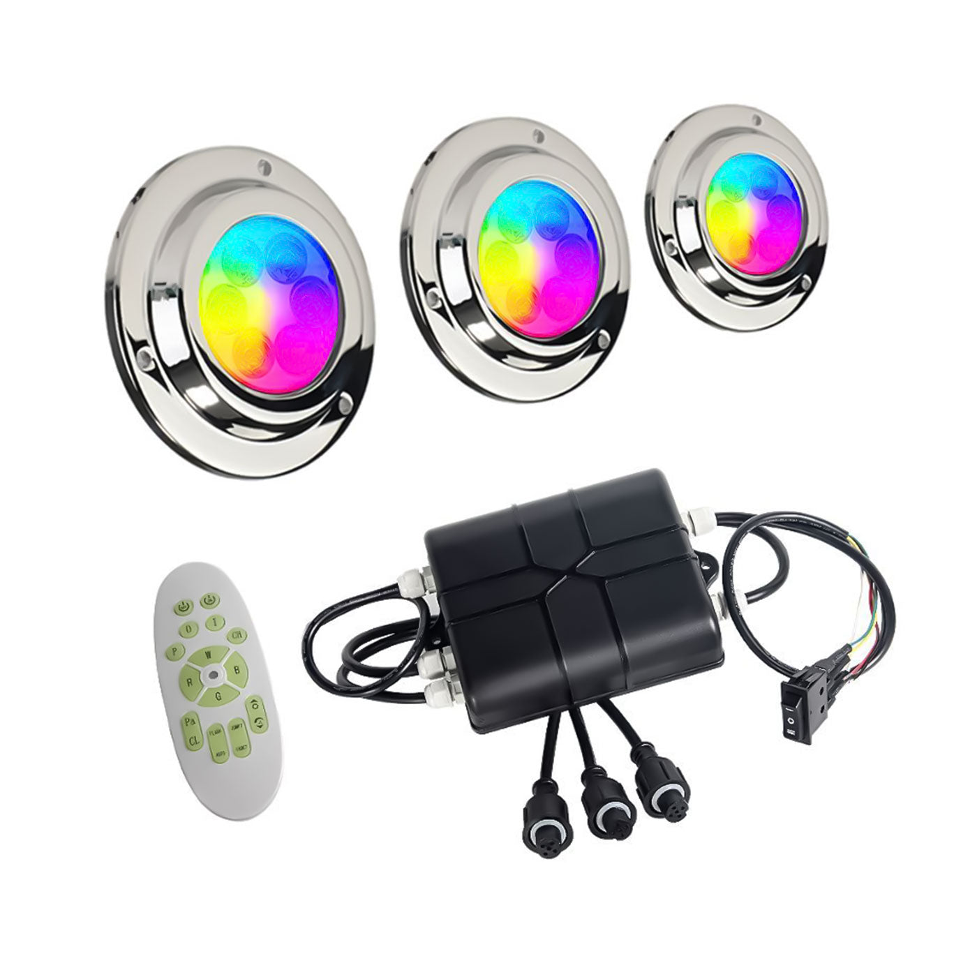 Kit luci subacque LED multicolor,12/24V DC,IP68