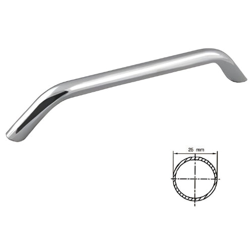 Corrimano Tondo in Acciaio Inox AISI 316 – Lunghezza 450 mm, Diametro Tubo 450 mm, Inclinazione 45°